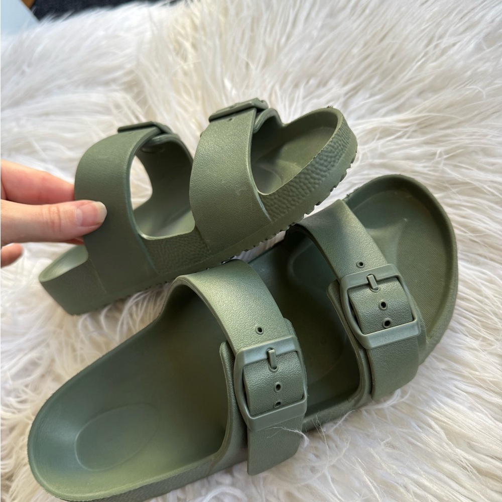 Olive Sage Green Slide Sandals - Picture 8 of 8